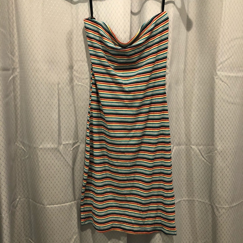 multi-striped tube top dress
